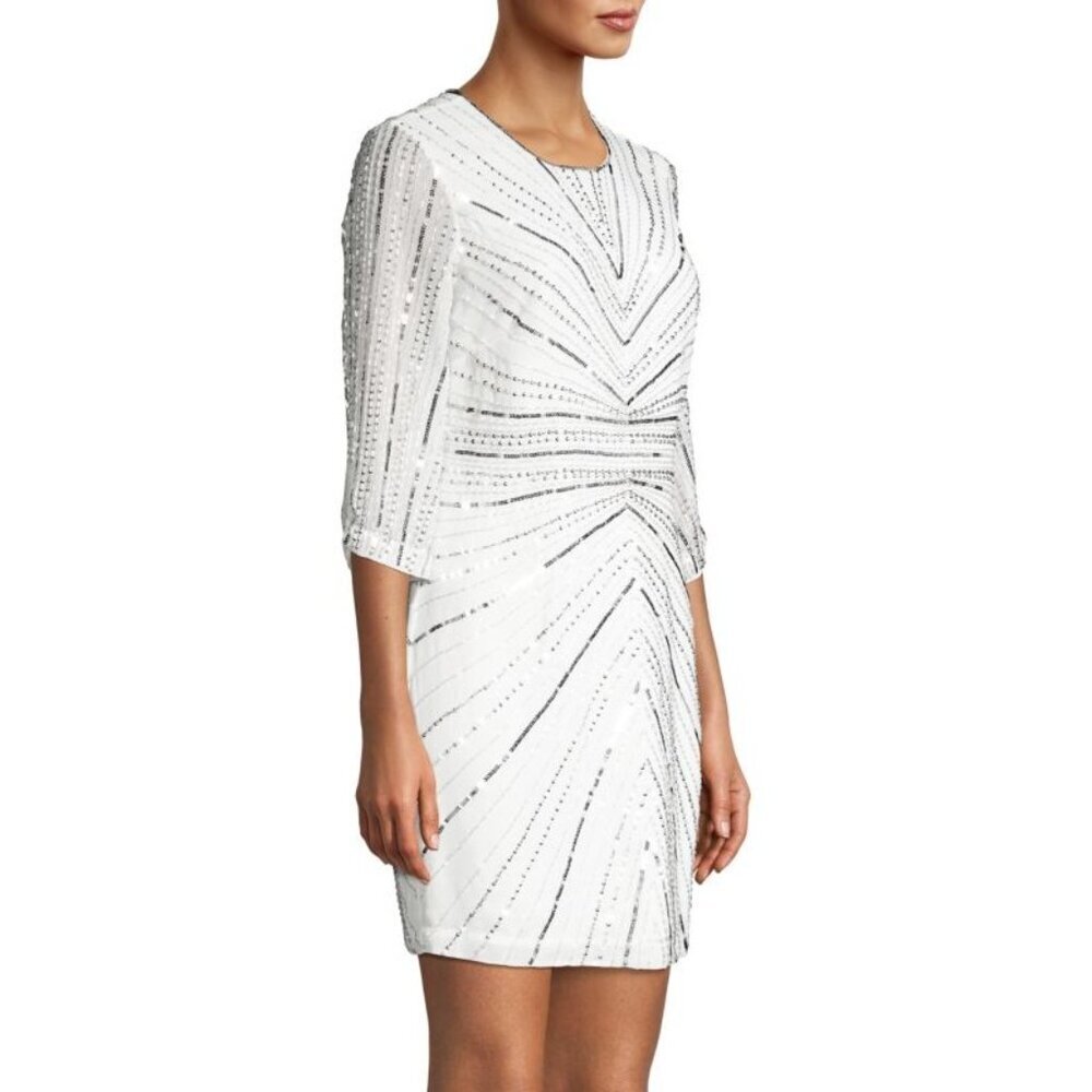 Parker Petra Sequin Mini Dress Ivory Womens Size 2 - Picture 2 of 11